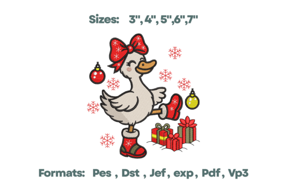Festive Goose with Boots Bow Embroidery Review