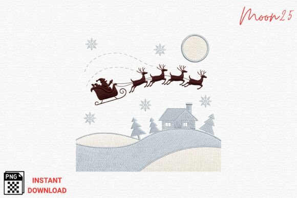 Santa Sleigh Winter Scene Embroidery PNG Review