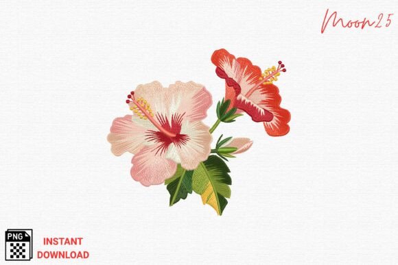 Tropical Hibiscus Embroidery Style PNG Review